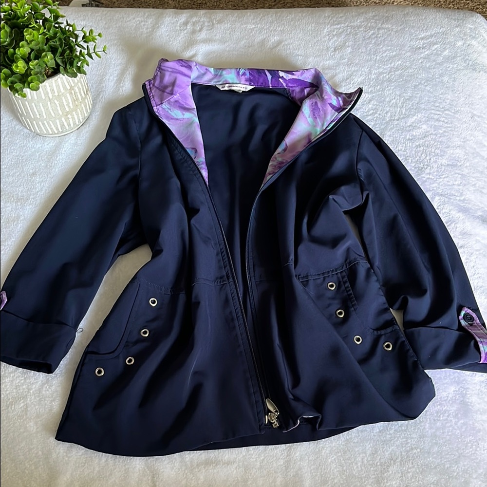 Allison Daley  Women's Blue Jacket with Purple Accents